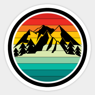 Vintage Sunrise Sunset Camping Hiking Mountain Hiker Sticker